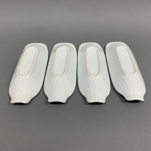 White Ceramic Corn Holders Dishes Lot of 4 - Picture 8 of 10